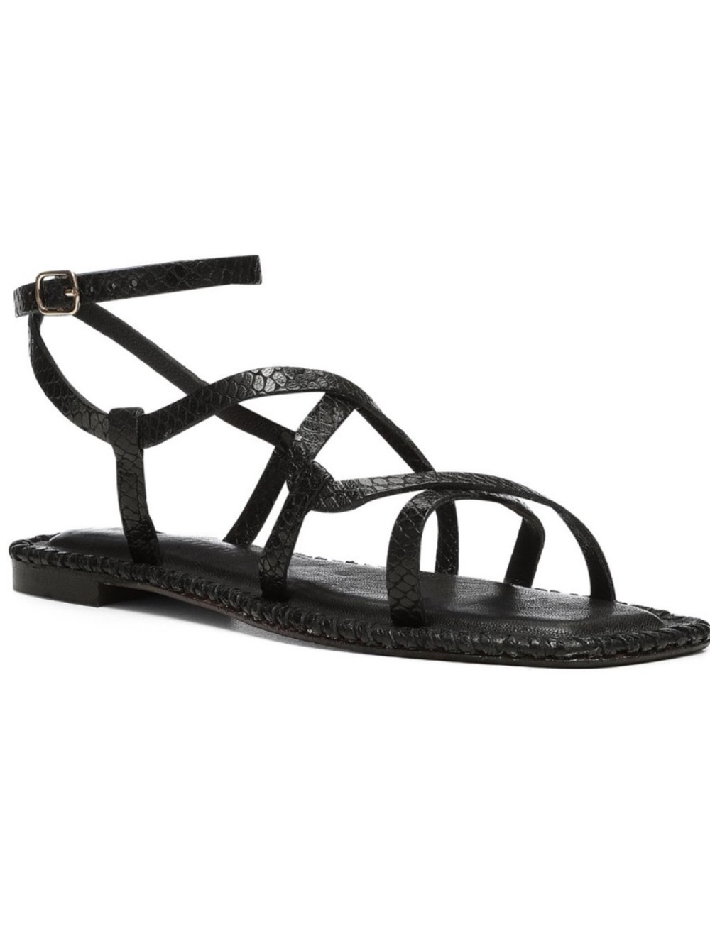 DONALD PLINER EMILIA BLACK LEATHER SANDALS SIZE 8